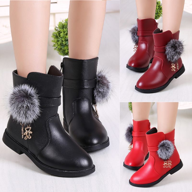 2019 Gugur Musim Dingin Non-Slip Anak Sepatu Perempuan Pu Kulit Sepatu Bot Tinggi Besar Fashion Anak Gadis Putri Sepatu Besar ukuran 27-36