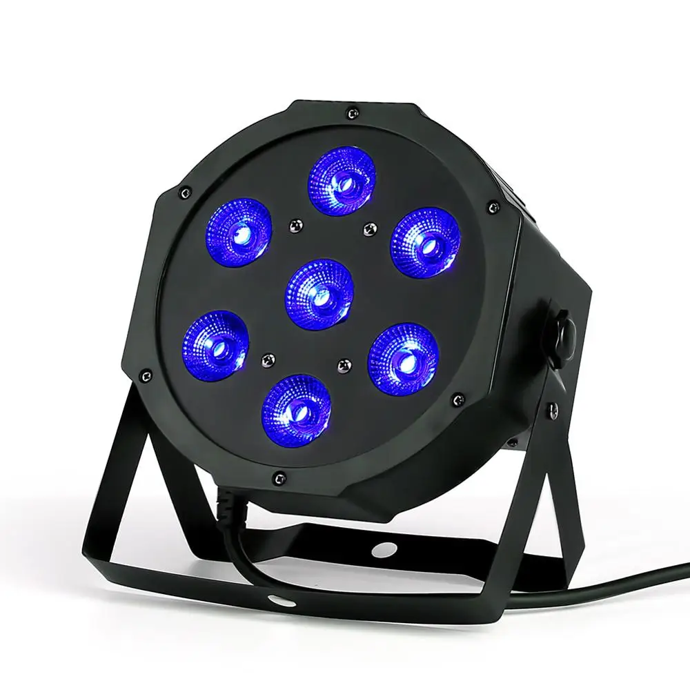 7X18W LEDแบนSlimPar RGBWA UV 6in1 LED DJ Wash Light Stage DmxแสงเวทีแสงไฟLedเที่ยวบิน