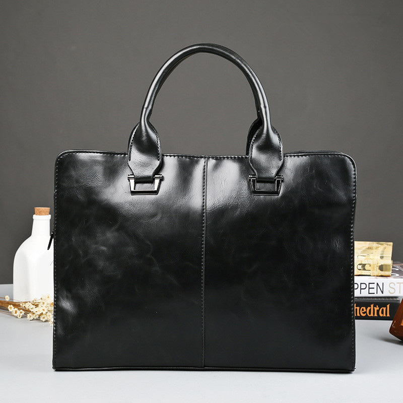Pasta de escritório de negócios dos homens computador portátil bolsa masculina superior couro do plutônio tote homem grande sólido sacos ombro preto saco do vintage