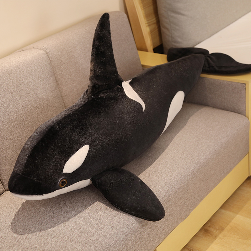 50 cm-130 cm Lebensechte Orcinus Orca Schwarzwal Plüschtiere Großer Fisch Stoffpuppe Hai Gefüllte Meerestiere Kinder Geburtstagsgeschenk