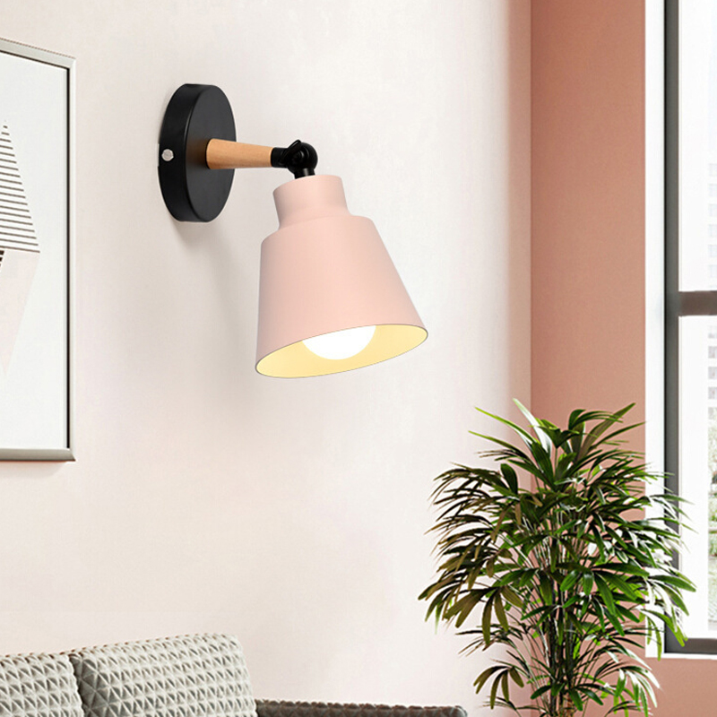 Lampu Dinding Kayu Nordic Lampu Samping Tempat Tidur Lampu Dinding Modern Macaroon Perlengkapan Pencahayaan Bar Restoran Tempat Lilin Dinding Kamar Mandi
