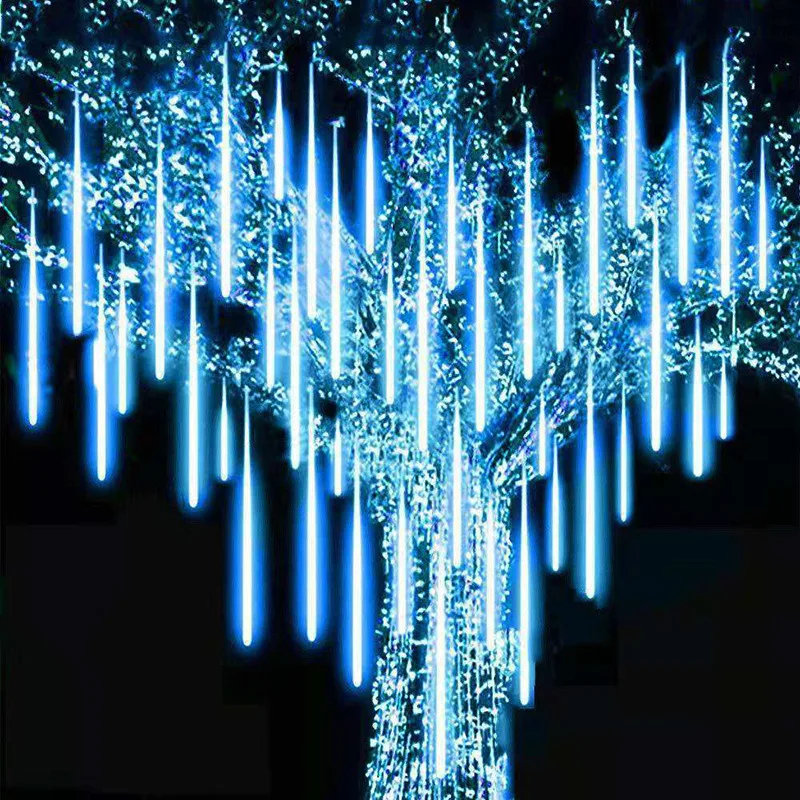 8 tubi pioggia di meteoriti luci a stringa a LED ghirlande stradali decorazioni per l'albero di Natale per luci da giardino fatate di Capodanno all'aperto