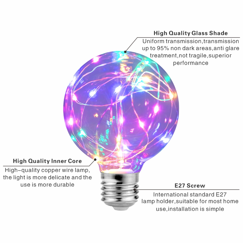 LED Edison String Nacht Glühbirne E27 110V 220V G95 Bunte Runde Globus Glas RGB Kupfer Draht Birne wohnkultur Urlaub Lampe