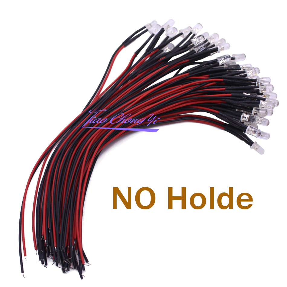 DC12V 10 Stück 3 mm/5 mm/8 mm/10 mm rot/grün/blau/RGB weiß UV runde vorverdrahtete wasserklare LED mit Kunststoffhalter