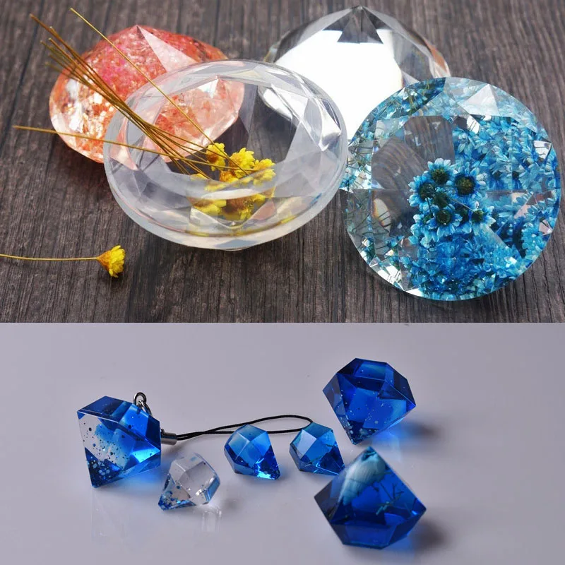Lớn 3D Kim Cương Khuôn Silicon Mềm Mại Rõ Ràng Khuôn Nhựa Chống UV Khuôn Mẫu Kawaii Thủ Công Tiếp Liệu Khuôn Silicon Chất Lượng Cao Trang Sức Khuôn