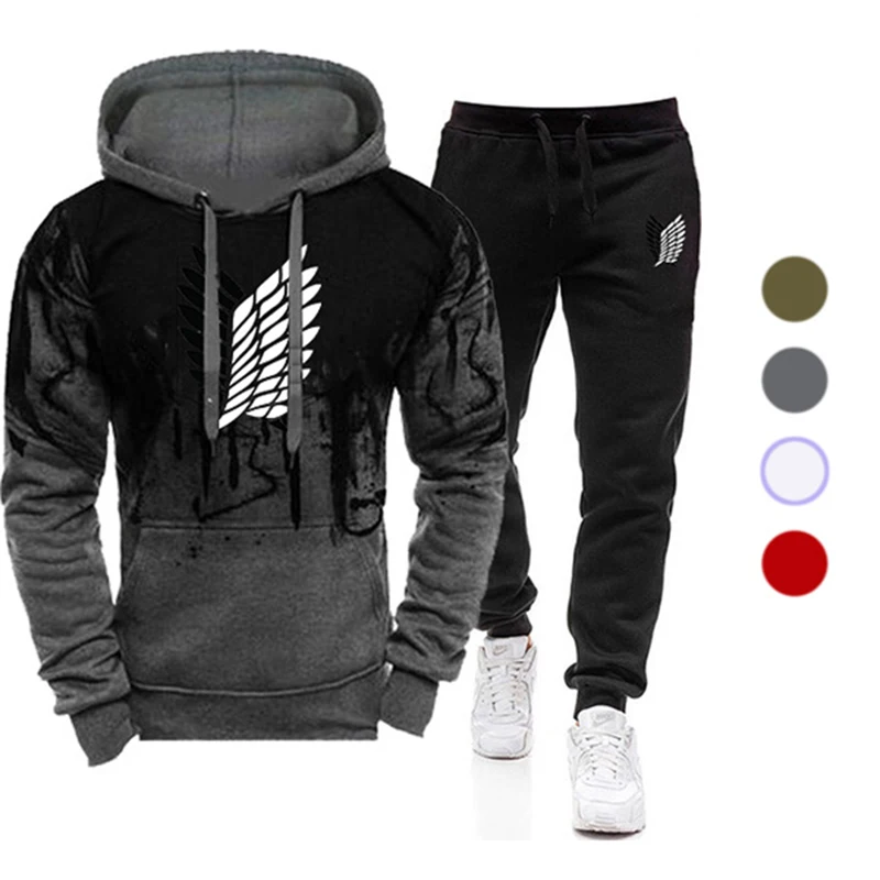 Nuevo chándal para hombre, conjuntos de dos piezas, sudaderas con capucha, sudaderas con capucha informales de algodón para otoño e invierno, sudaderas con capucha cálidas y pantalones, traje masculino de moda