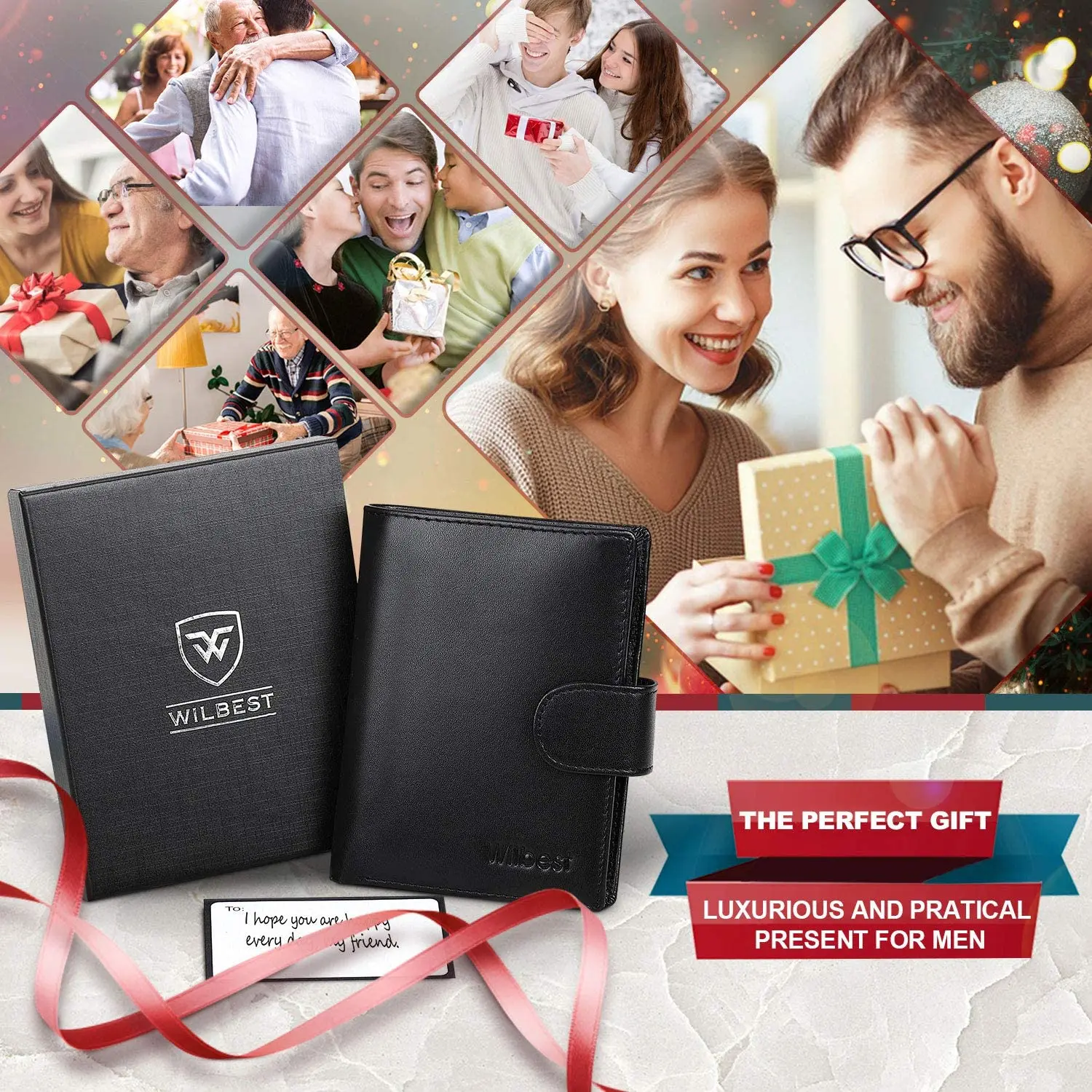 Nam Ví Da Chính Hãng Kinh Doanh Ví Thẻ RFID Giữ Cửa Sổ Trong Suốt Giấy Ngăn Đựng Tiền Xu Đen