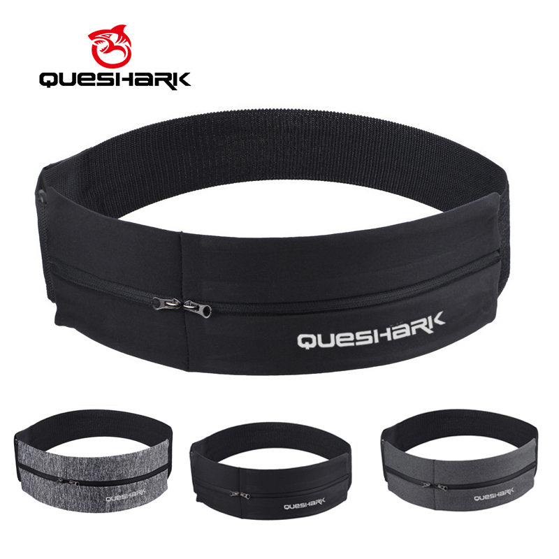 QUESHARK Pro-Bolsa deportiva con cinturilla elástica reflectante, bolsillo con doble cremallera, para correr, gimnasio, Yoga, riñonera para teléfono, cartera