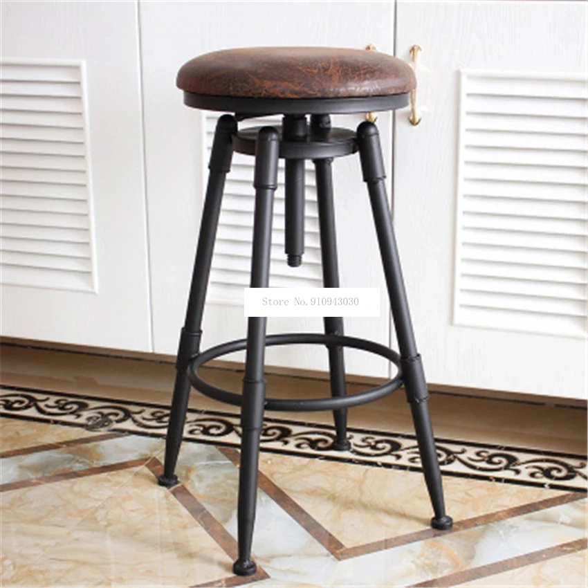 Retro Mỹ Quốc Gia Phong Cách Xoay Ghế Bar Phân Sắt Gỗ Nghệ Thuật/Mềm Đệm Cao Cấp Chân Xoay Được Liftable Thanh ghế