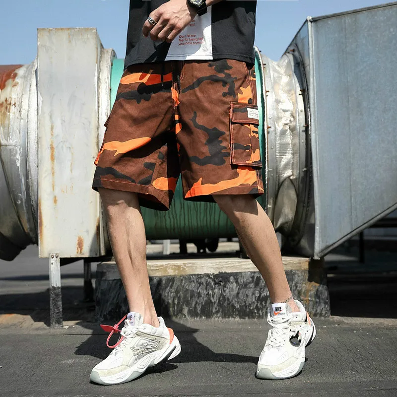 Pantalones cortos de camuflaje para hombre, ropa informal de algodón con bolsillo, Media Cordón de cintura, holgados, 7XL