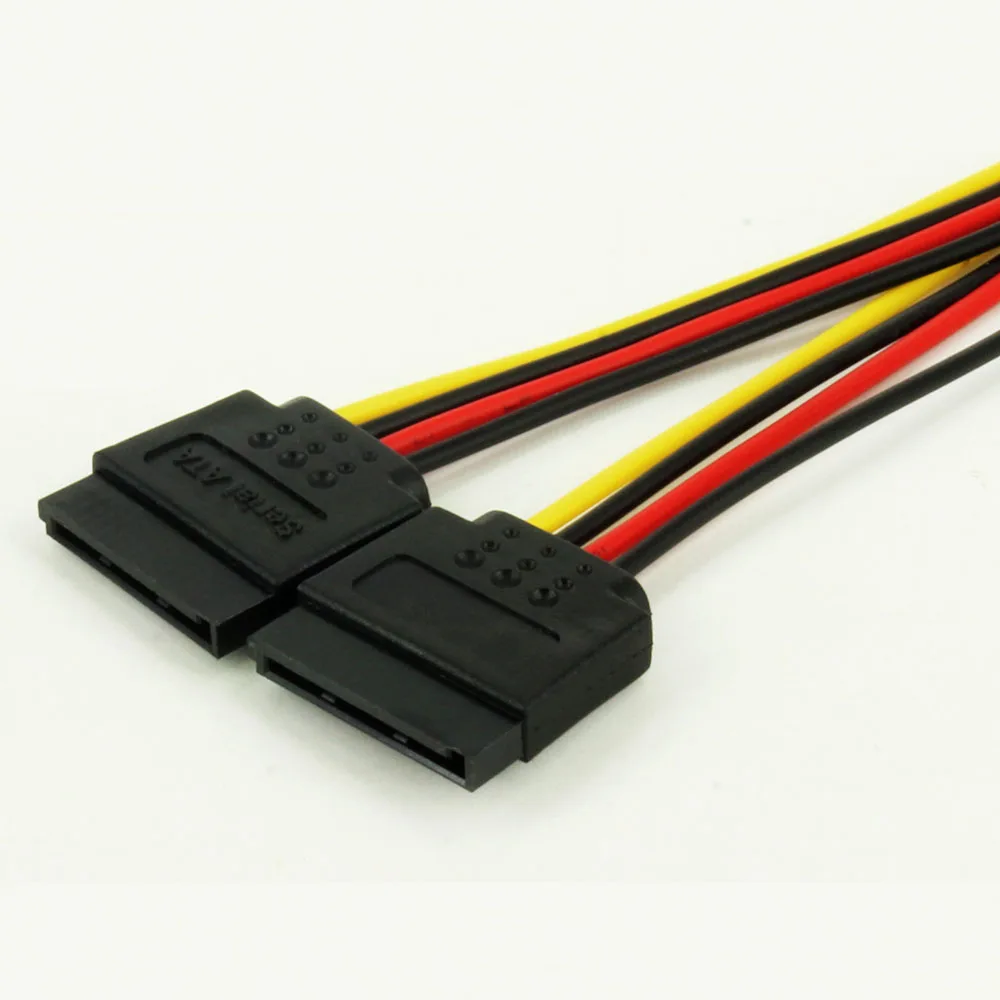 OULLX SATA 1 Stecker auf 2 Dual Buchse SATA Splitterkabel Hard HDD 15PIN 1 auf 2 Netzteilkabel für Computer Y-förmiges PC-Kabel