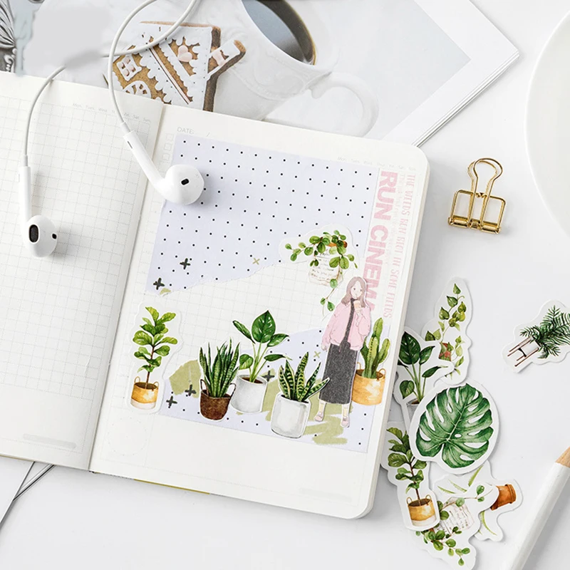 45 ชิ้น/แพ็คสีเขียวกระถางต้นไม้ตกแต่ง Washi สติกเกอร์ Scrapbooking Stick ไดอารี่เครื่องเขียนอัลบั้ม Diy เด็กสติกเกอร์