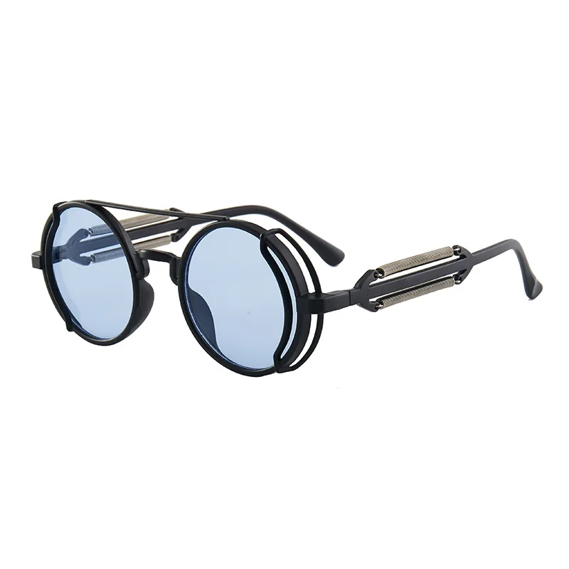 Gafas de sol góticas clásicas Steampunk, gafas de sol de marca de lujo de diseñador de alta calidad para hombres y mujeres, gafas de sol redondas Retro con montura de Pc