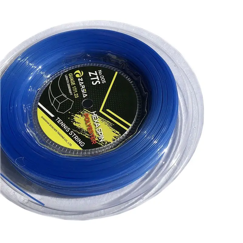 Cuerdas de tenis hexagonales de 1 carrete ZARSIA, cuerda de raqueta de tenis hexagonal duradera de poliéster, cuerda azul de banger grande de 1,23 MM y 200M