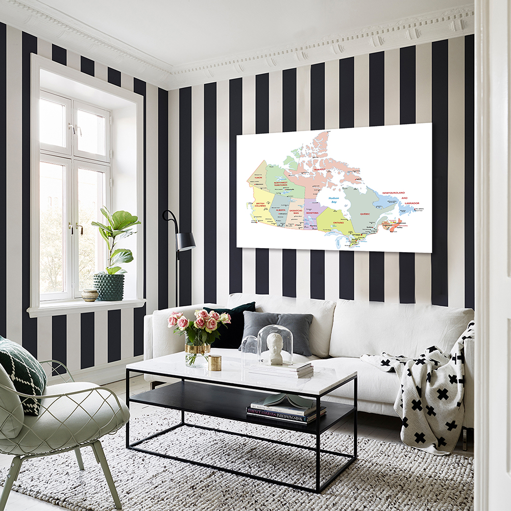 100*150ซม.แคนาดาแผนที่การเมืองในฝรั่งเศสขนาดใหญ่โปสเตอร์ผนังไม่ทอผ้าใบห้องเรียนภาพวาดบ้านตกแต่งโรงเรียนอุปกรณ์