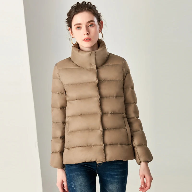 Mới Mùa Đông Nữ Cực Lông Vũ Cổ Áo Đứng Áo Thương Hiệu Áo Không Trọng Lượng Parkas Bánh Mì Cổ Warmness Nóc Áo Khoác