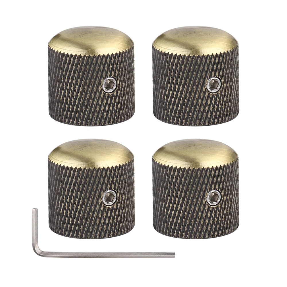 3/4 Kim Loại Mái Vòm Núm Guitar Bass Điện Núm Tập Màu Nút Điều Khiển Có Cờ Lê Vàng Đồng/BK/CR/GD