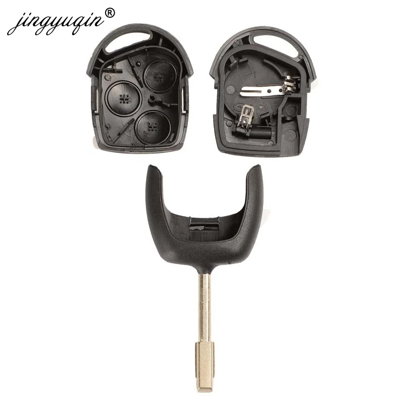Jingyuqin carcasa de llave a distancia de coche de 3 botones para Ford Mondeo Focus 2 3 Festiva Fiesta Transit funda remota con hoja FO21 HU101