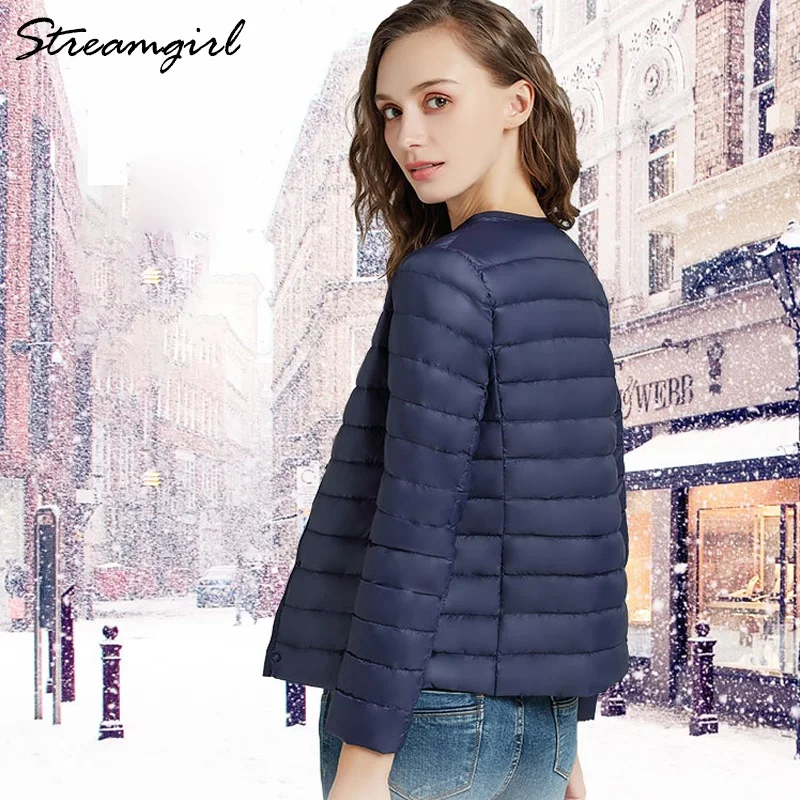 Siêu Mỏng Xuống Áo Khoác Nữ Size Lớn Màu Hồng Nữ Nhẹ Xuống Áo Siêu Nhẹ Phối Trắng Ấm Ngắn Áo Khoác Nữ