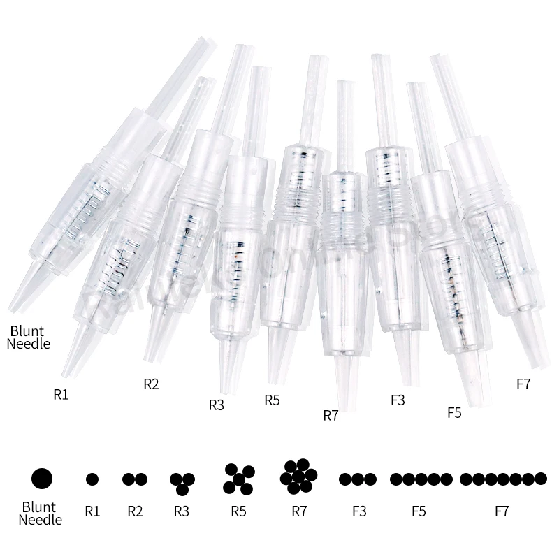 100/50/20 Chiếc Vít Hình Hộp Mực Kim 1D 1R 2R 3R 3F 5R 5F 7R 7F Dr. Máy Imp Pen MYM Điện Hình Xăm Bút Microblading Kim