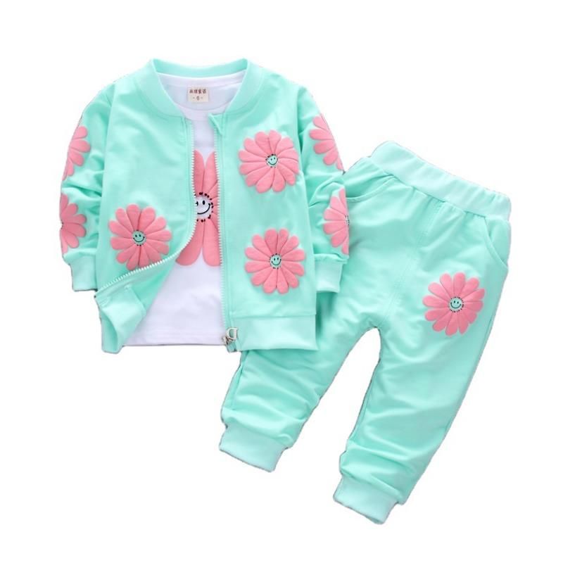 2023 Reale Roupas Infantis Indumento per bambini Primavera e Autunno Nuova Ragazza in Puro Cotone Stampa Tre pezzi Vestito per bambini 0-4 anni