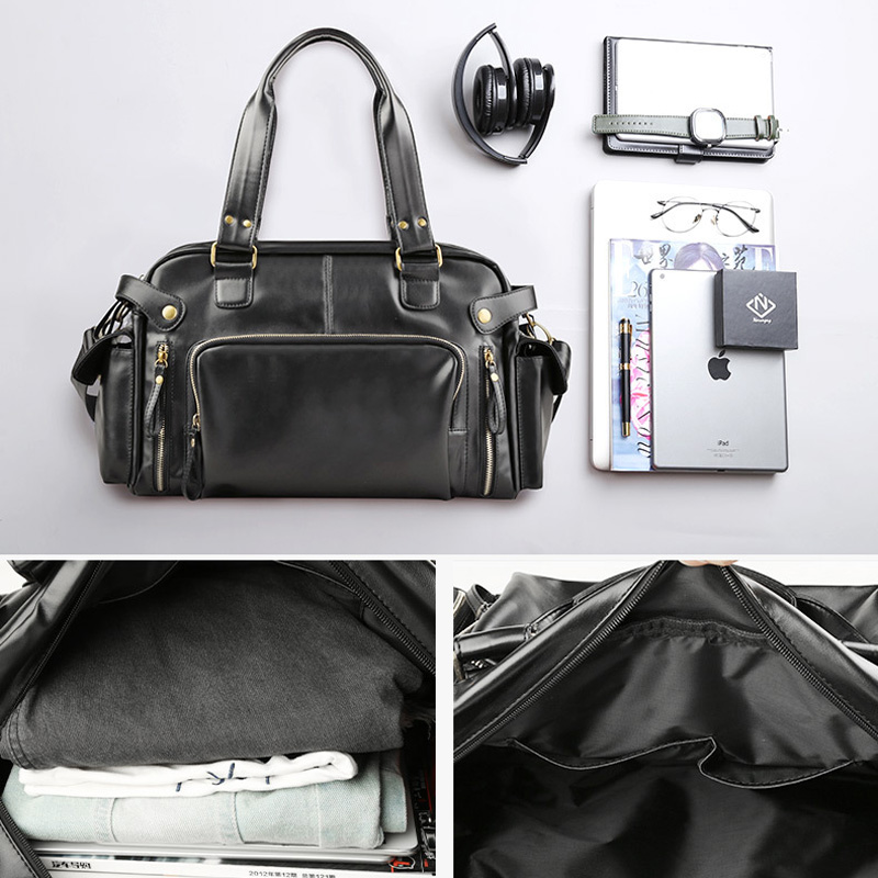 Pasta de couro macio masculina para portátil sacolas de negócios ombro mensageiro bolsa lazer grandes sacos de viagem preto xa158c