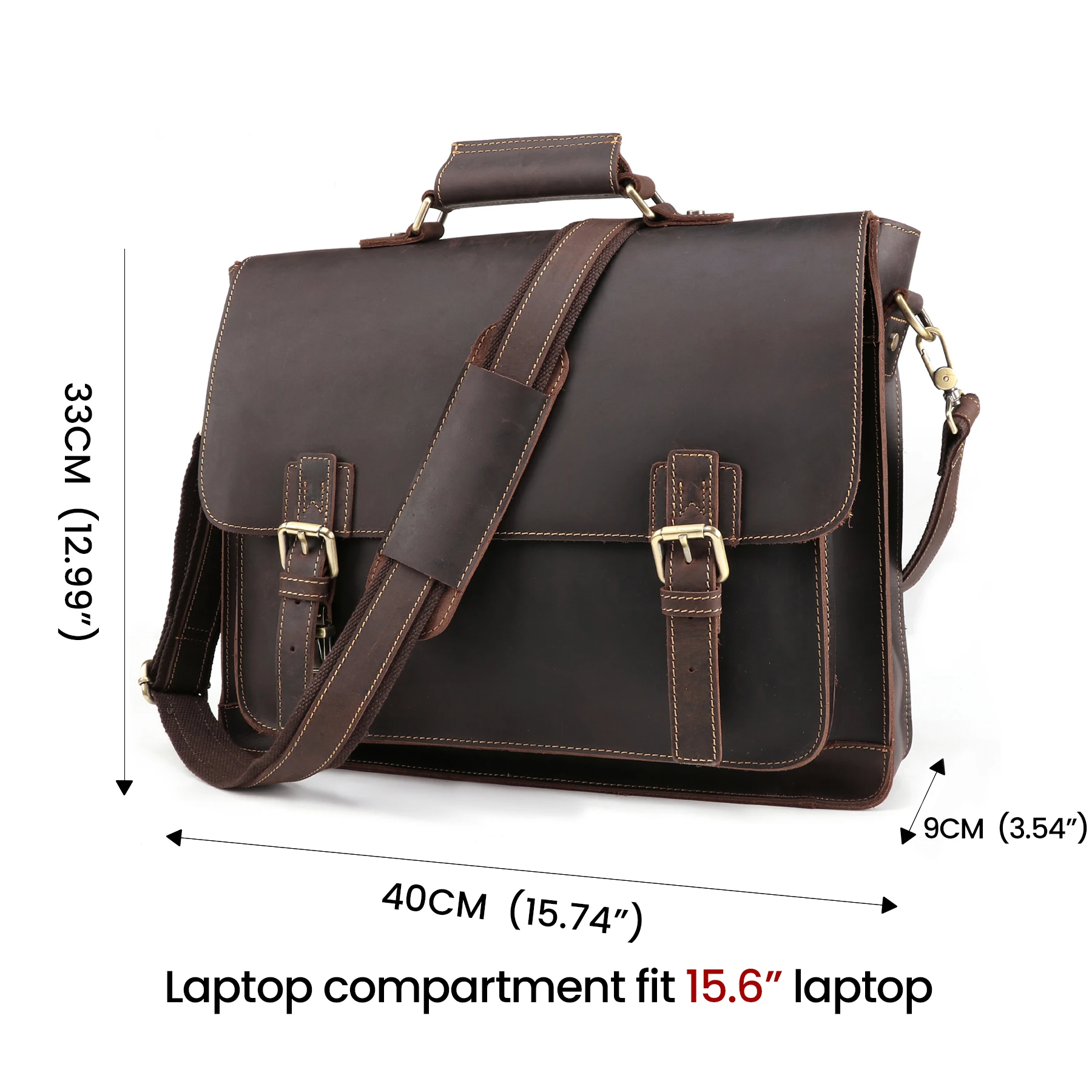 Joyir กระเป๋าเอกสารผู้ชายวินเทจกระเป๋าหิ้วชาย15.6 "แล็ปท็อปกระเป๋าสะพายไหล่นักธุรกิจผู้ชายกระเป๋าถือสตรี