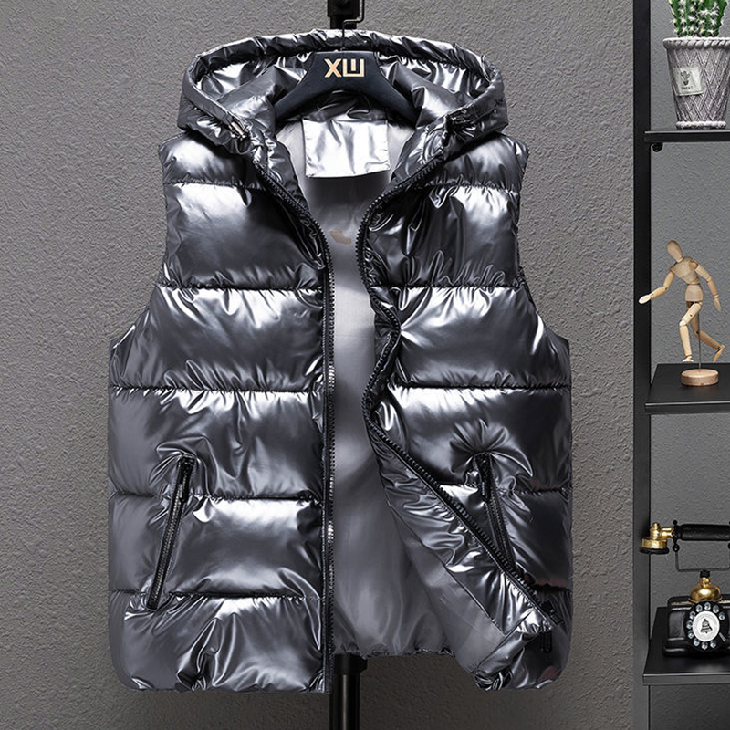 Größe 5XL 6XL 2021 Neue Männer Verdicken Mit Kapuze Weste Winter Warme Baumwolle Gepolsterte Feste Farbe Weste Wasserdichte Windprrof Große zipper