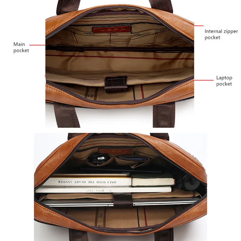 JEEP BULUO männer Taschen split leder Aktentasche Reise Fall Einfach zu Tragen Multifunktionale Große Raum Handtasche 14-zoll computer Tasche