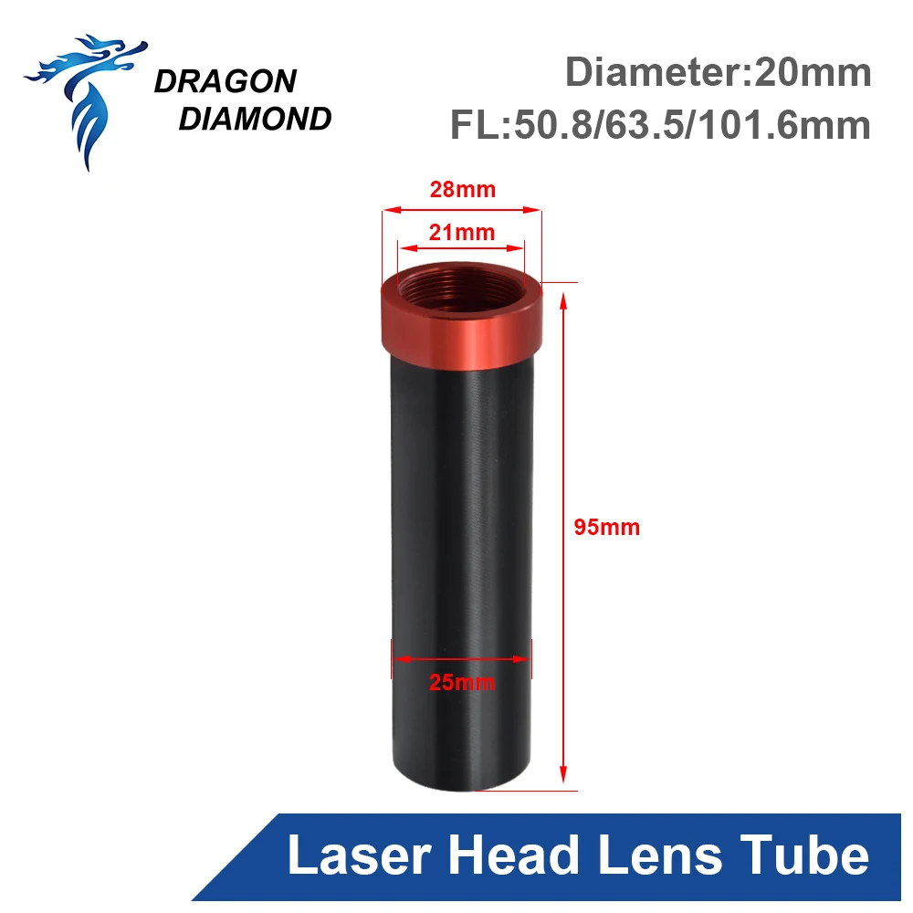 CO2 Laser Head Lens Tube+Air Nozzle Outer Diameter 25mm for Lens Dia.20 FL 38.1/50.8/63.5/101.6mm for CO2 Laser Cutting Machine