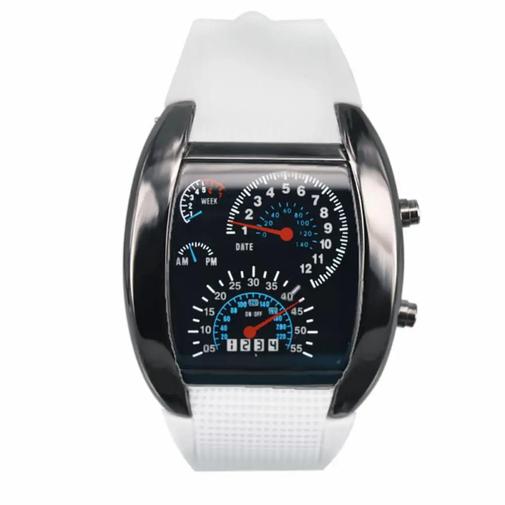 ขายร้อน!!!มาใหม่ล่าสุดแฟชั่นผู้ชายผู้หญิง LED Digital Dashboard รูปแบบ Dial นาฬิกาข้อมือกีฬาของขวัญ