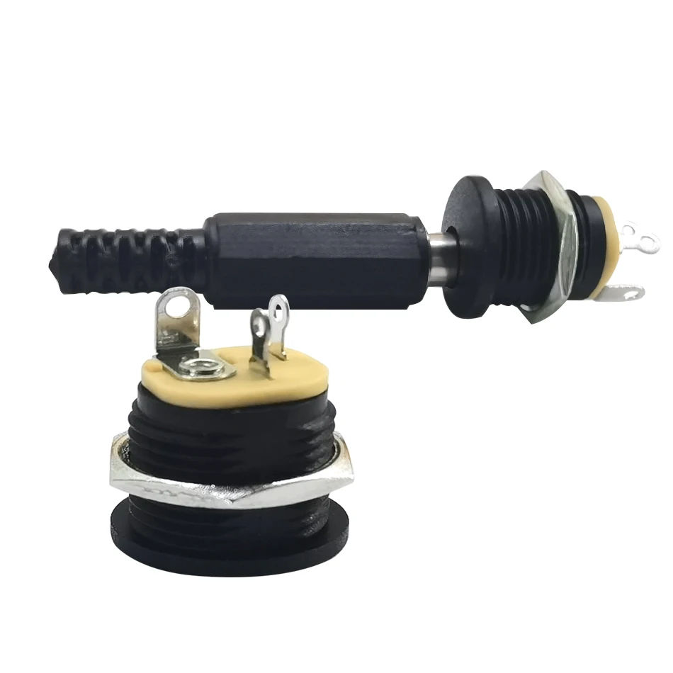 10 Uds (5 pares) DC12V 5,5x2,1mm enchufes macho de plástico DC022 toma de corriente CC conector hembra tuerca de tornillo conector de montaje en Panel