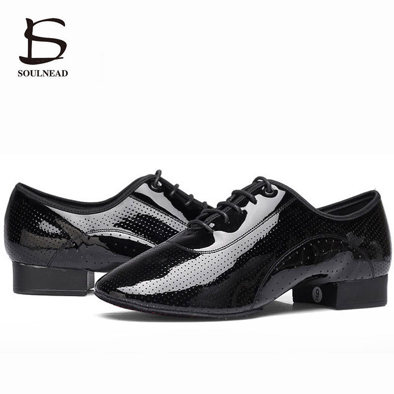 Sapatos de dança latina dos homens padrão sapatos de dança de salão preto couro genuíno prática competição masculino salsa sapato de dança moderna