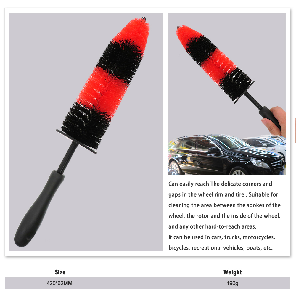 9.5Inch Xe Bánh Xe Rửa Cọ Lốp Bàn Chải Dài Lông Bàn Chải Mềm Và Bàn Chải Vệ Sinh Cho Động Cơ Động Cơ Dạng Lưới Tản Nhiệt Bánh Xe Rửa Bàn Chải dụng Cụ Vệ Sinh
