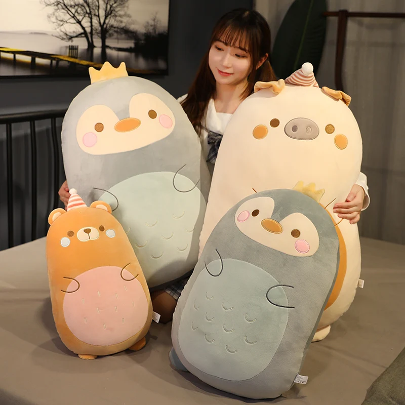 45-80Cm Ít Động Vật Sang Trọng Đồ Chơi Béo Squishy Nhồi Bông Khủng Long Con Heo Chim Cánh Cụt Gấu Mềm Búp Bê Bé Xoa Dịu Hoạt Hình sang Trọng Đệm