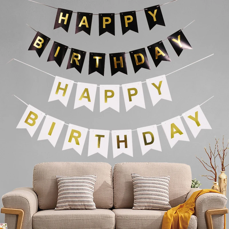 Nuevo cartel de feliz cumpleaños, banderines, decoración de fiesta, decoración para niños, adorno para niños, suministros coloridos para fiesta de niña y niño