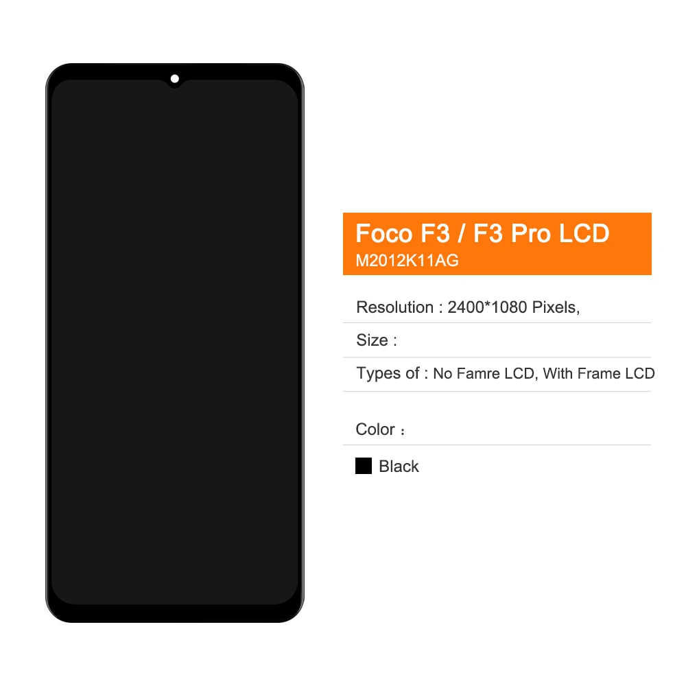 LCD Voor Xiaomi POCO F3 LCD Display met Frame Touch Screen Digitizer Vergadering Vervanging Voor POCOF3 M2012K11AG Scherm Reparatie