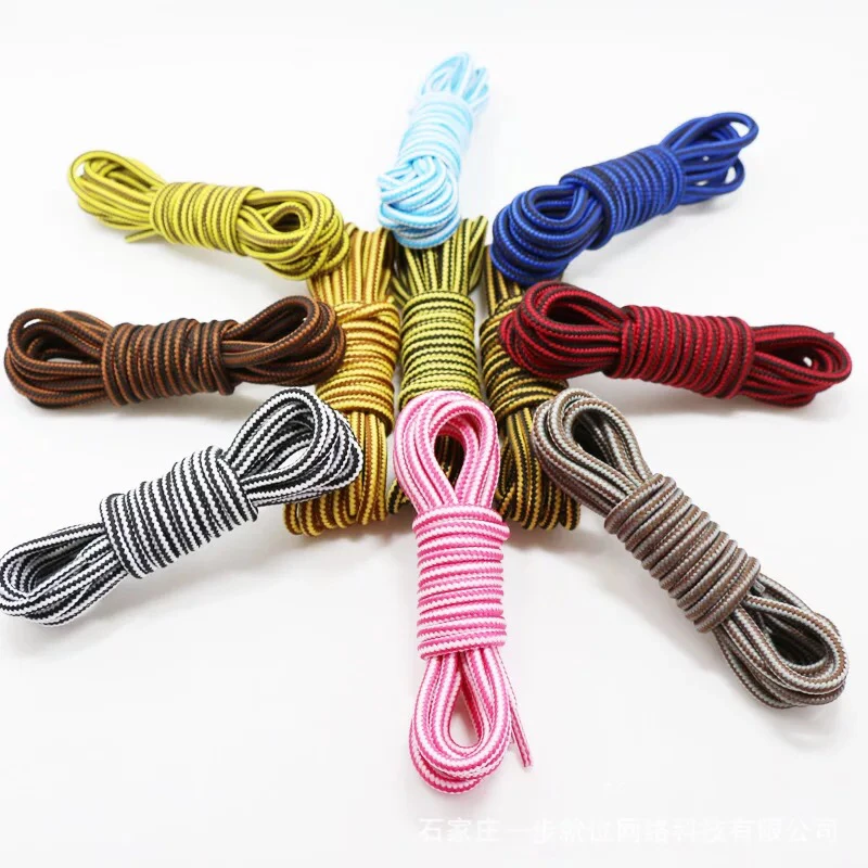 1 paio di lacci per scarpe a doppio colore a righe lacci per scarpe rotondi in cotone stivali da esterno e scarpe da ginnastica lacci 18 colori 70CM 90CM 120CM 150CM
