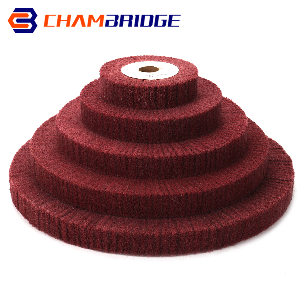 100/125/150/200/250/300 มม.ไม่ทอ FLAP แปรงล้อขัดกรวด 320 โลหะไม้ Scouring Pad 20 มม.เจาะ 1 ''/2'' หนา