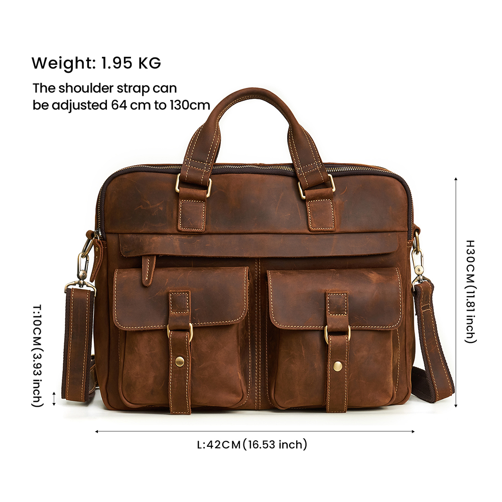 JOYIR – porte-documents en cuir pour hommes, sacoche en vrai cheval fou pour ordinateur portable 17 ", porte-documents d'affaires, sacs à bandoulière