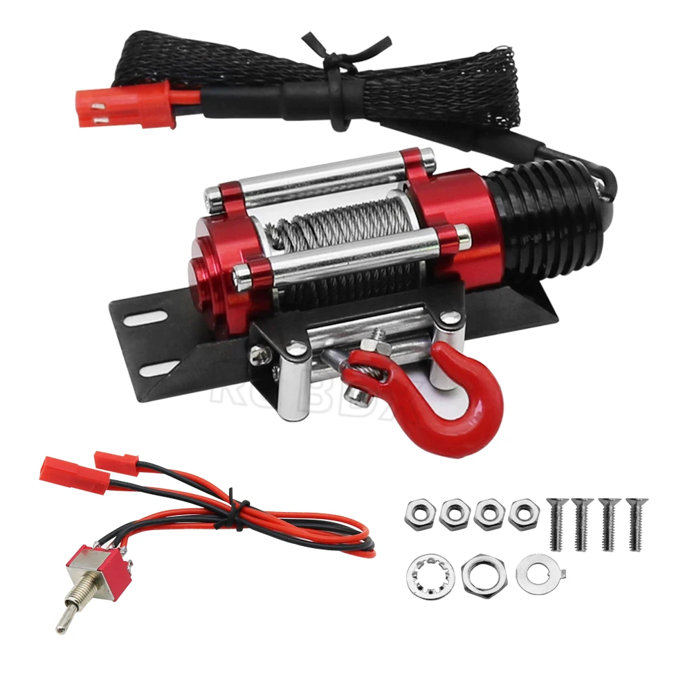RC Xe Kim Loại Thép Không Gỉ Có Dây Tự Động Mô Phỏng Bộ Tời Cho 1/10 RC Xe Bánh Xích Xe Trục SCX10 II III RBX10 D110 D90 TRX4 TRX6