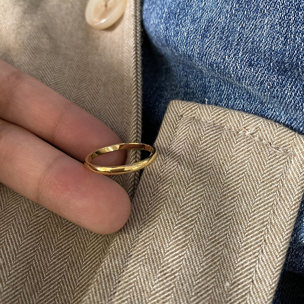 Hoen Ố Miễn Phí 2Mm 4Mm 6Mm Đồng Hồ Thép Không Gỉ Mạ Vàng 18K Màu Bạc Knuckle Nhẫn Cho Nữ tối Giản Viền Vàng Dành Cho Nữ