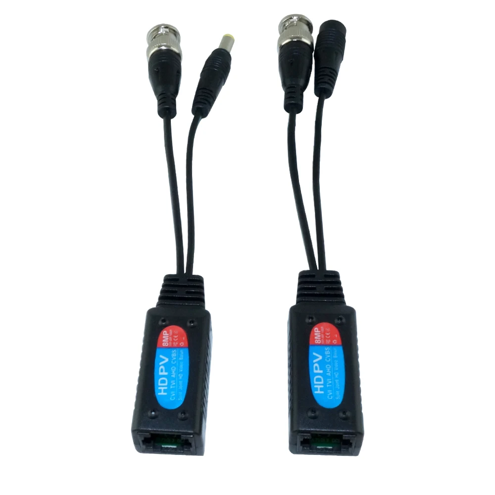 8MP HD Video Balun Connectors BNC TO RJ45 Conversion Twisted Pair Ethernet Support For AHD CVI TVI CVBS CCTV Cameras