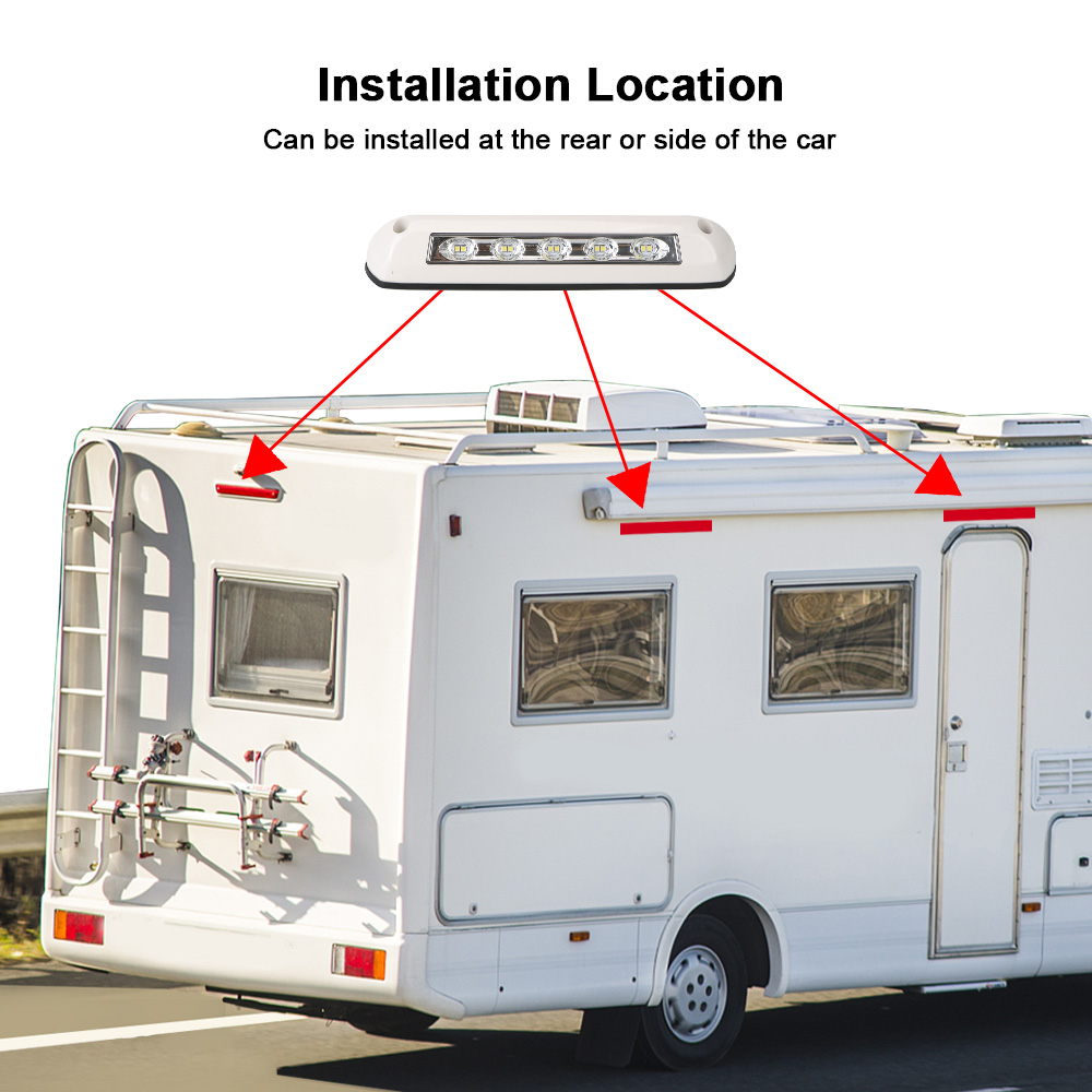 Impermeável RV Van Trailer Lâmpada Exterior, LED Toldo Porch Light, Caravan Interior Wall Lâmpadas, 12V, 24V Light Bar