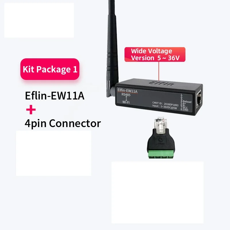 Serial Port RS485 WiFi อุปกรณ์ Server ตัวแปลงโมดูล Elfin-EW11A-0โปรโตคอล Modbus ข้อมูลผ่าน WiFi