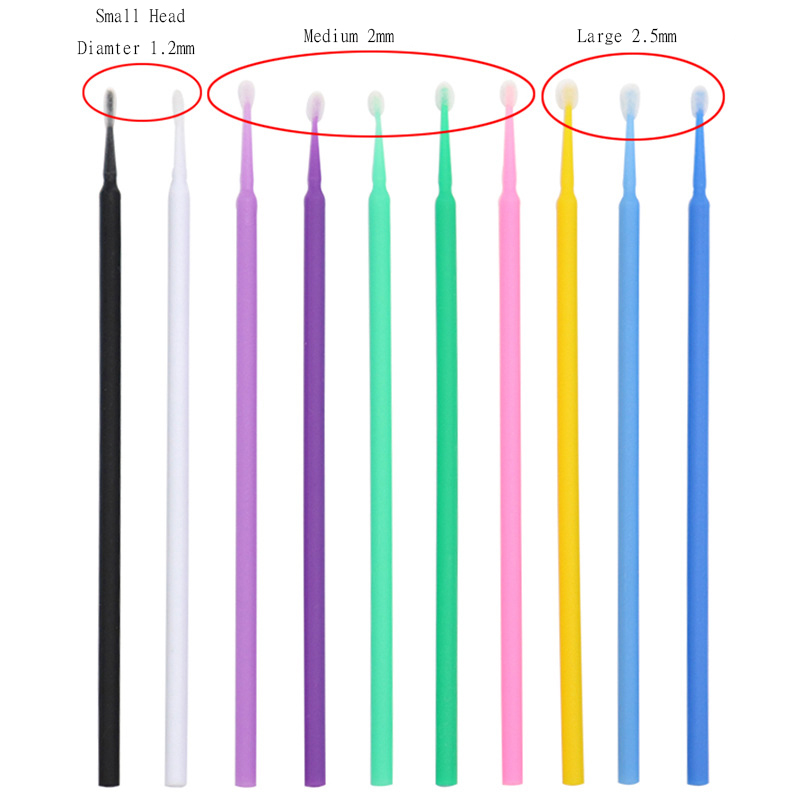 100Pcs Disposable Cotton Swab Eyelash Micro Brush Mascara Wands Applicator Stick Cotton Buds Lashes Extension Glue Remove Tool