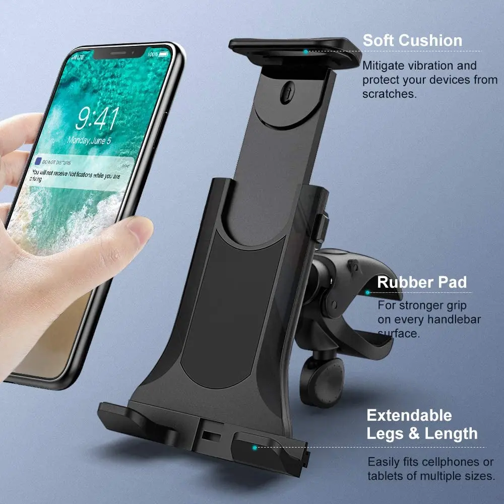 Untoom จักรยานผู้ถือแท็บเล็ตในร่ม GYM ลู่วิ่ง Handlebar Bracket สําหรับแท็บเล็ตโทรศัพท์มือถือรองรับ 4-12 นิ้วอุปกรณ์ iPad