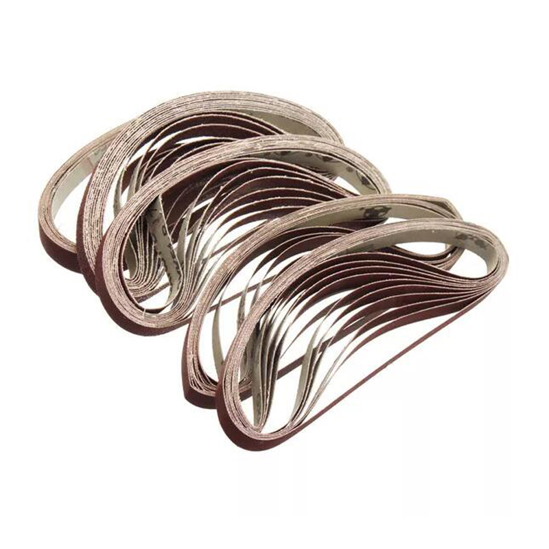 WENXING 10Pcs 15x452mm Sanding Belt 60/80/100/120/240/400/600 Grit for M10 Sander Adapter Polishing Machine Abrasive Tools