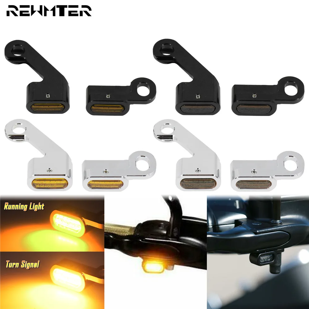 Xe Máy Mini LED Biến Tín Hiệu Các Chỉ Số Chạy Blinker Màu Hổ Phách Với E Đánh Dấu Tay Cầm Đèn Cho Harley Softail Lưu Diễn