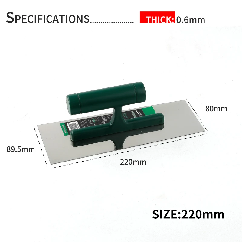 1 Chiếc Đồng Hồ Thép Không Gỉ Chuyên Nghiệp Lát Gạch Xoong Xi Măng Cạp Bùn Ban Xây Dựng Trát Công Cụ Với Tay Cầm Bằng Nhựa